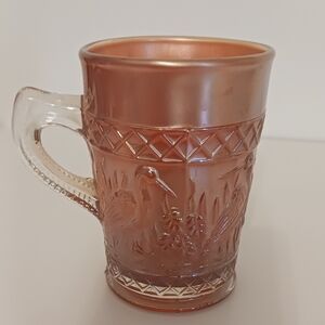 Vintage 1910 Dugan Glass Co Carnival Mug With Stark / Crane & Rushes Design